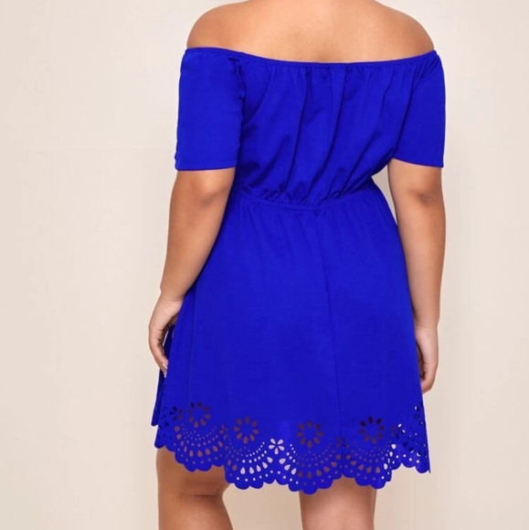 Off Shoulder Laser Cut Hem Dress - Picture 3 of 6